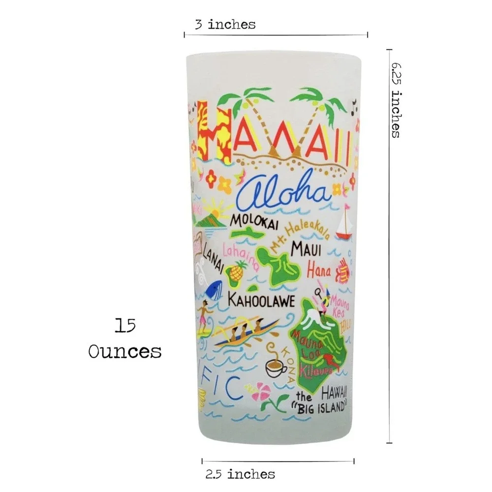 Hawaii Aloha Frosted‎ Pint Glass CatStudio 2015 Hawaiian Islands Travel Souvenir